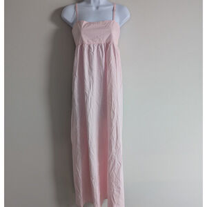 Babydoll Maxi Dress Womens XL Pink Cotton Cottage Minimal Relaxed Light Empire